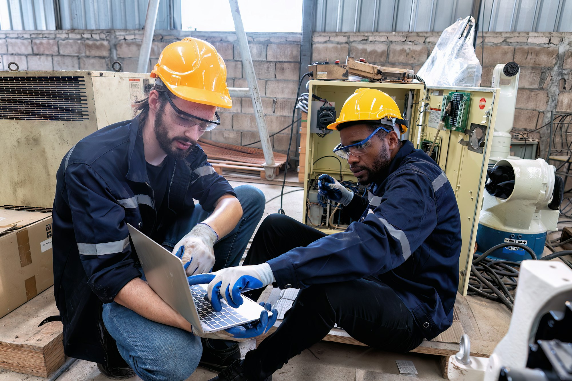 In robotic repair shop engineer troubleshoot repair electrical controller reference online manual